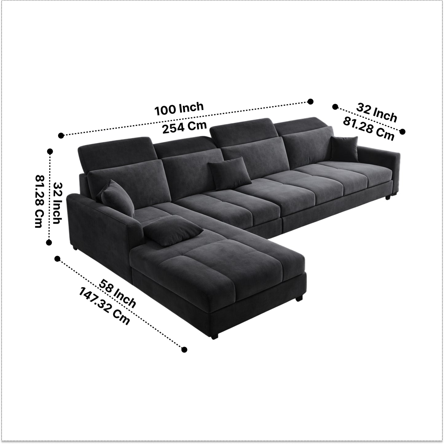Modern 5 Seater Sofa Set for Living Room | Premium Fabric Sofa with Wooden Frame