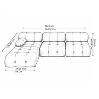 Evoria Modern L-Shape 4 Seater Sofa Set – Designer Tufted Sectional