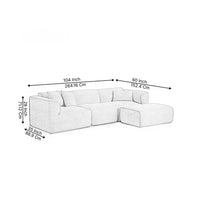 Modura 4 Seater Modern Curved Sectional Sofa with Ottoman  Cream L-Shaped Modular Couch