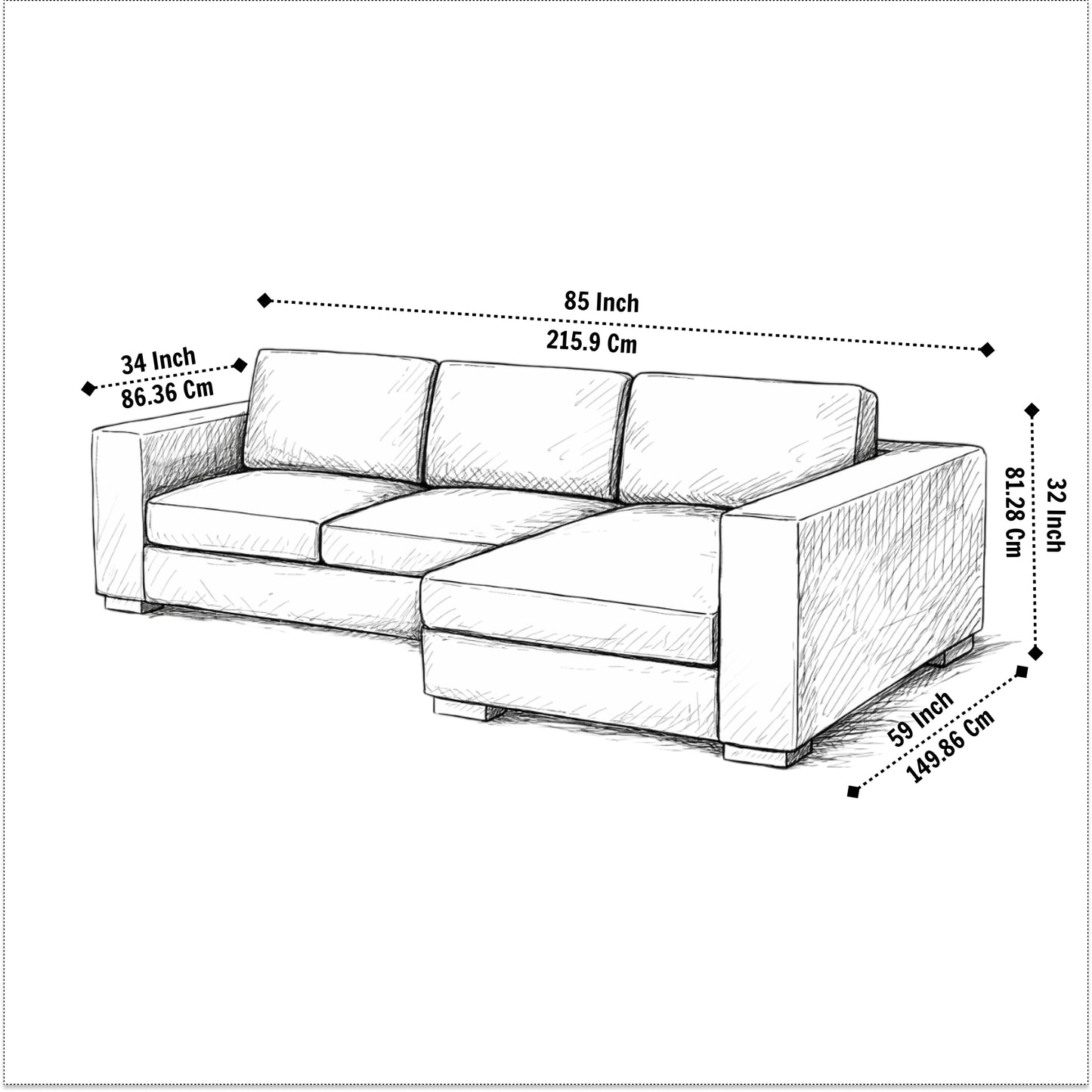 Mendoza Sofa Set for Living Room with Ottoman