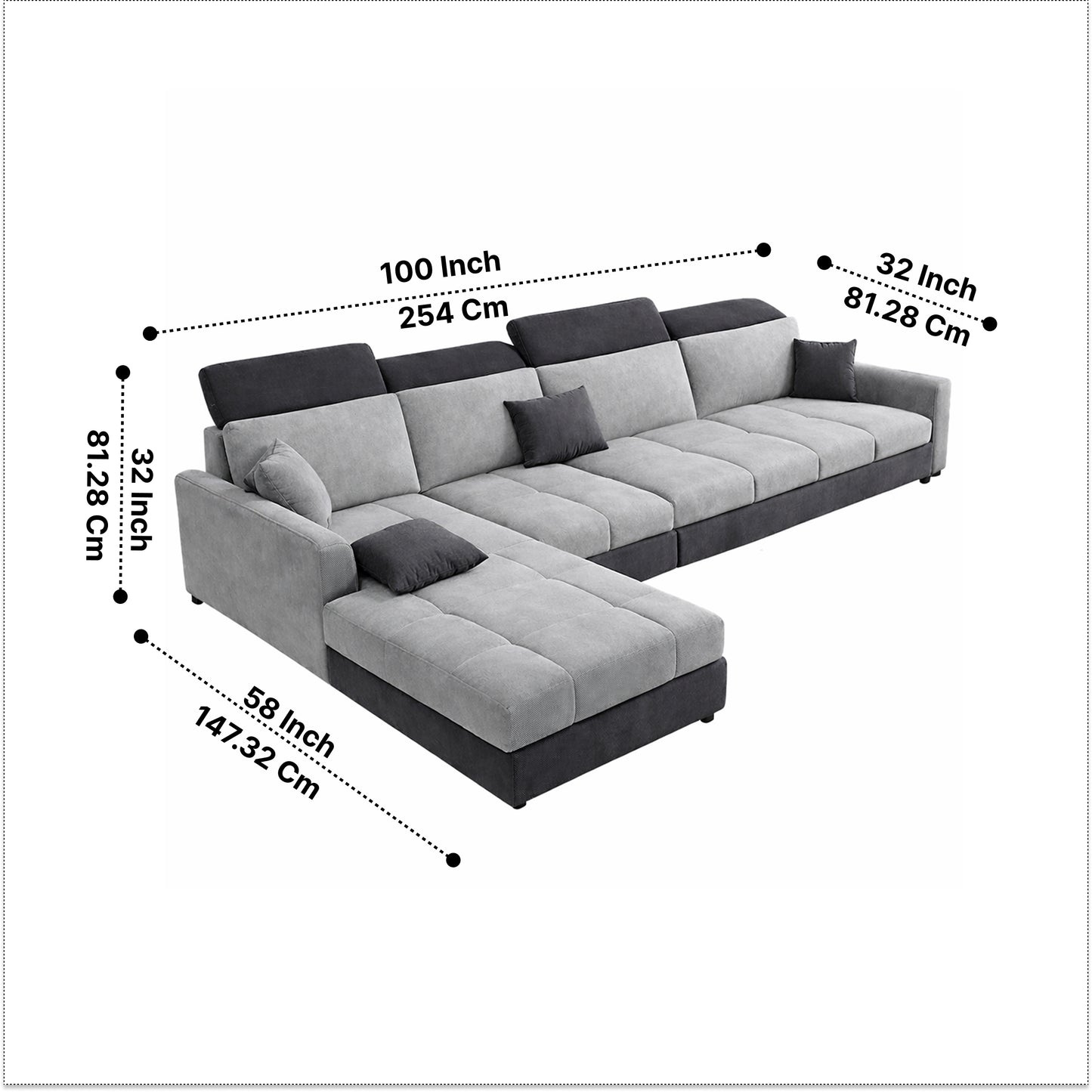 Modern 5 Seater Sofa Set for Living Room | Premium Fabric Sofa with Wooden Frame