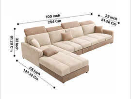 Modern 5 Seater Sofa Set for Living Room | Premium Fabric Sofa with Wooden Frame