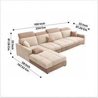 Modern 5 Seater Sofa Set for Living Room | Premium Fabric Sofa with Wooden Frame