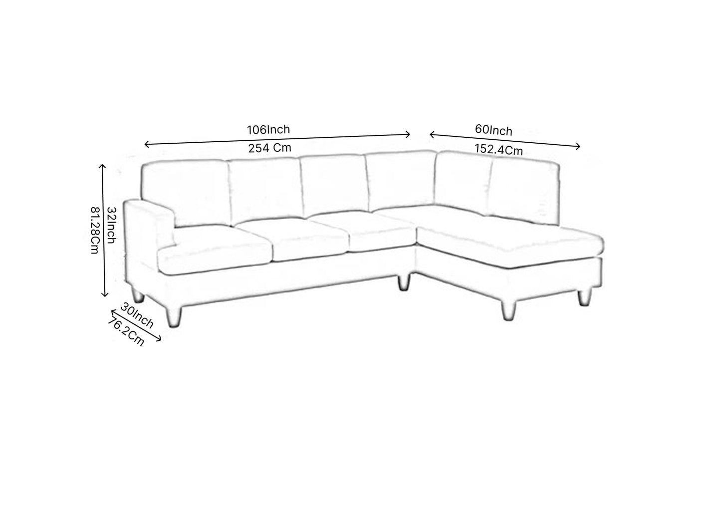 Altos L Shape 6 Seater Fabric Sofa