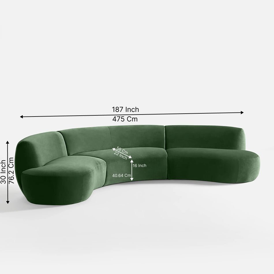Lorenz 4 Seater Curved Sofa – Modern Velvet Fabric Couch for Living Room