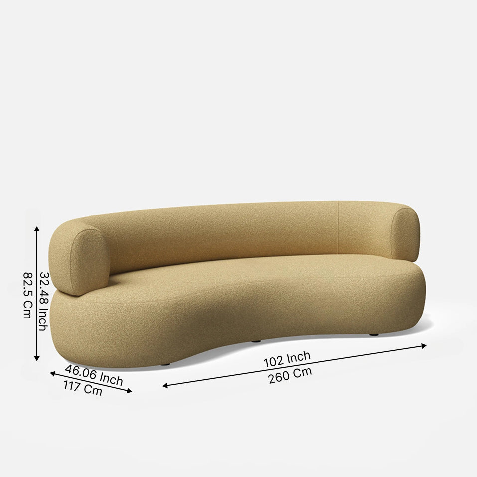 Roman Modern Curved Boucle 3 Seater Sofa – Sculptural Minimalist Couch