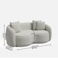 Velmora Bouclé Curved 3 Seater Sofa – Modern Designer Cream Sofa with Cushions