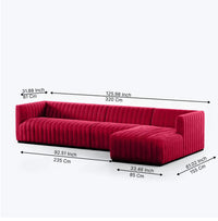 Verlino Velvet L Shape 5 Seater Sofa – Modern Red Designer Sectional Sofa for Living Room