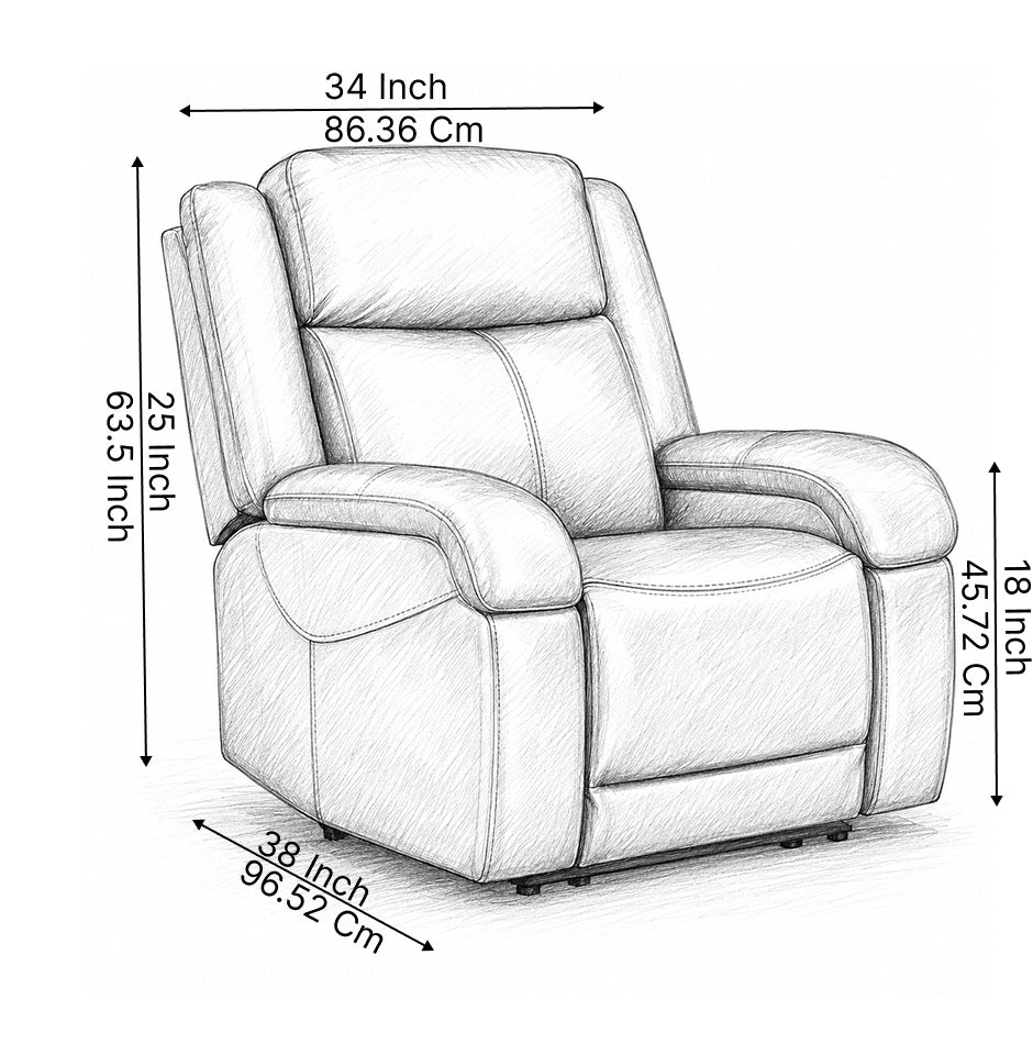 Zenvy 1 seater Premium Manual Recliner – Leatherette Single Seater Recliner for Living Room