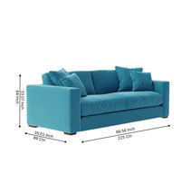 Zen Modern 3-Seater Sofa – Premium Blue Fabric Couch for Living Room