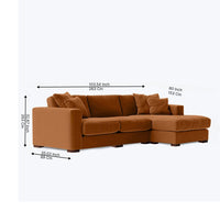 Elvora L Shape 4 Seater Fabric Sofa Set – Modern Orange Corner Sofa for Living Room