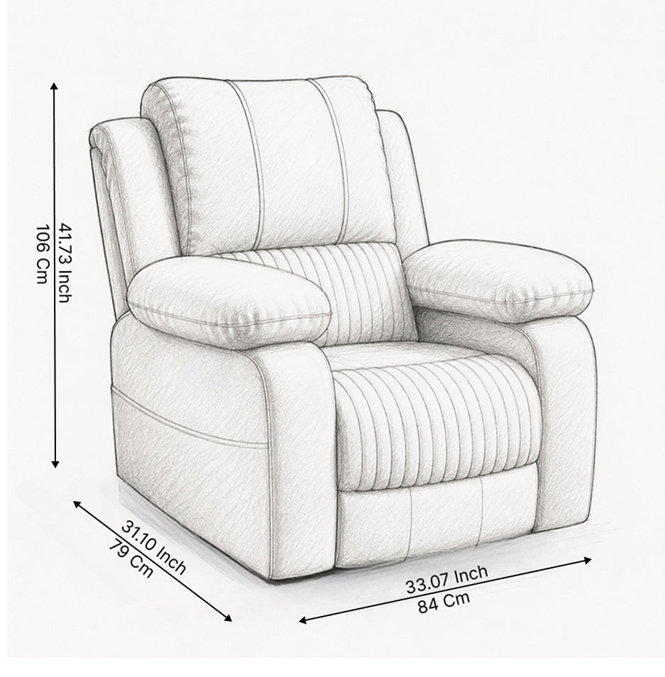 Aspen 1 Seater Manual Recliner Chair – Premium Single Seater Leatherette Recliner for Living Room