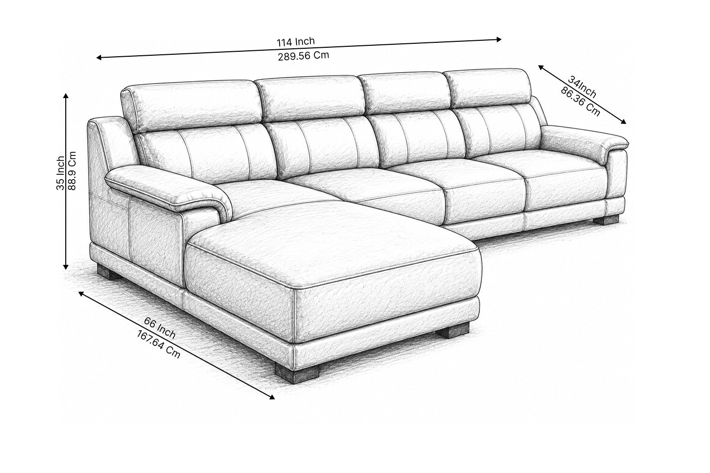Marvella 5 Seater Modern Leatherette Sofa Set for Living Room | Premium L Shape Corner Sofa
