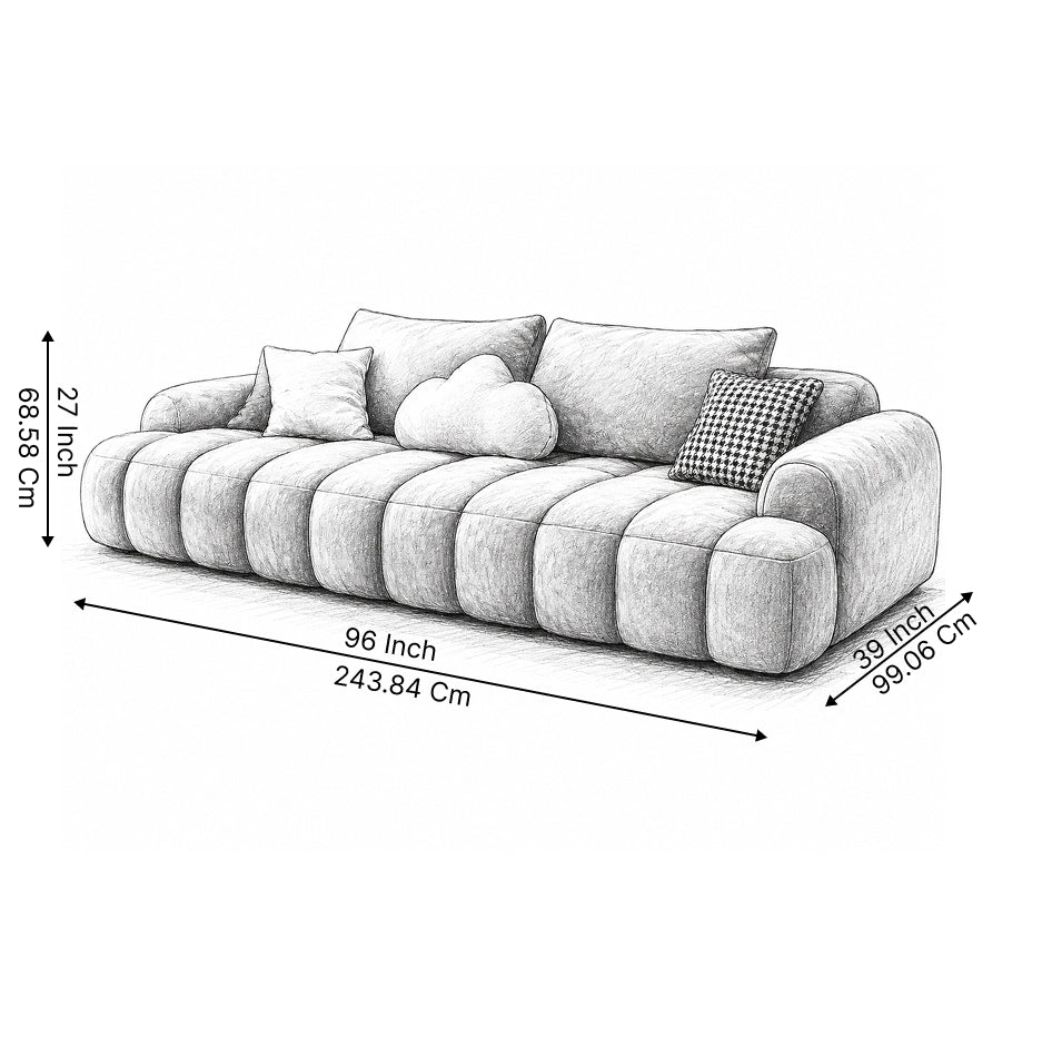 Zenvaro 4 Seater Premium Curved Sofa for Living Room | Modern Luxury Fabric Couch