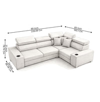 Sienna 5 Seater L Shape Fabric Sofa with Adjustable Headrests & Cup Holders | Modern Corner Sofa for Living Room