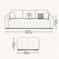 Averra Cream Fabric 4 Seater Sofa with Ottoman – Modern Minimalist Living Room Sofa