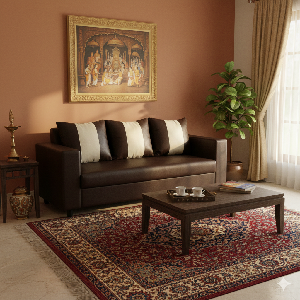 Marley Leatherette 3 Seater Sofa - Brown