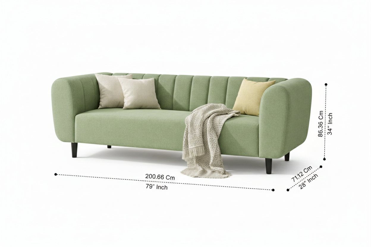 Vellore 3 Seater Fabric Sofa