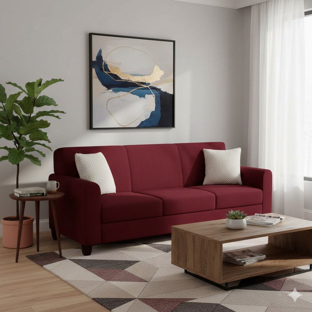 Malton 3 Seater Fabric Sofa with Cushion for Living Room
