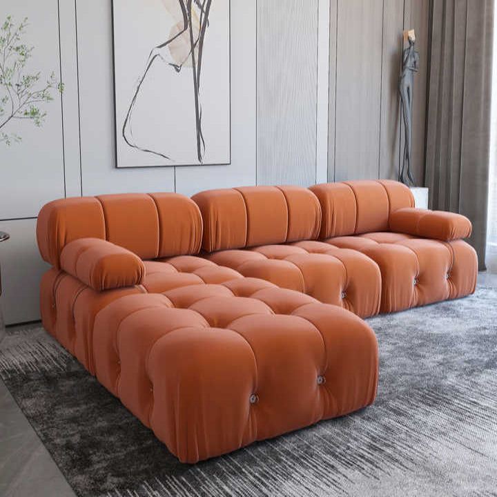 Evoria Modern L-Shape 4 Seater Sofa Set – Designer Tufted Sectional
