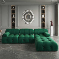 Evoria Modern L-Shape 4 Seater Sofa Set – Designer Tufted Sectional