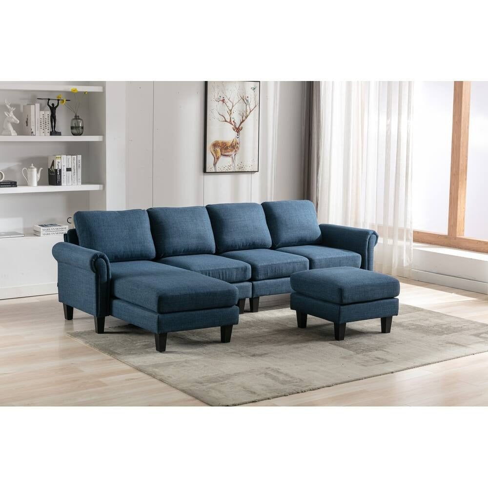 Moria 6 Seater L Shape Modular Fabric Sofa For Living Room