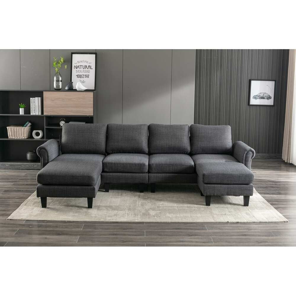 Moria 6 Seater L Shape Modular Fabric Sofa For Living Room