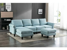 Moria 6 Seater L Shape Modular Fabric Sofa For Living Room
