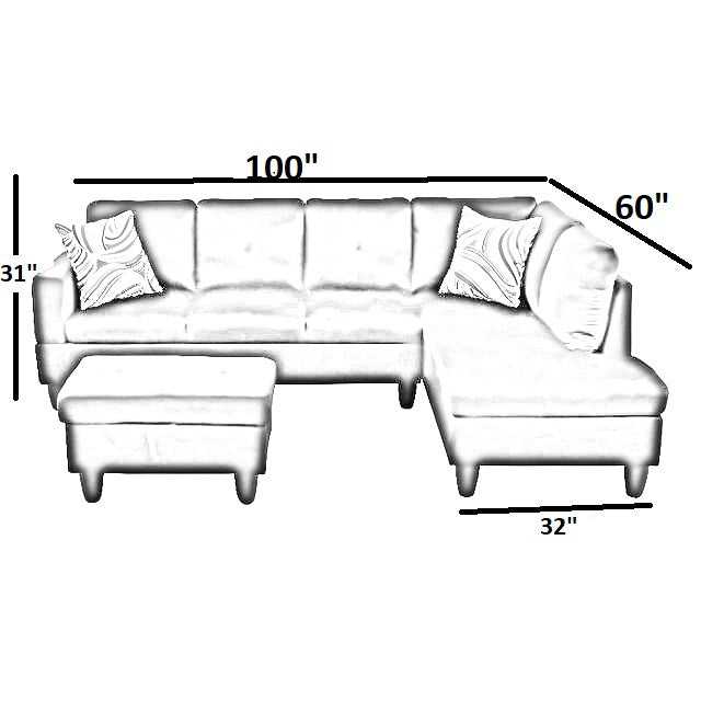 Christen 5 Seater L Shape Fabric Sofa Set with Storage Ottoman