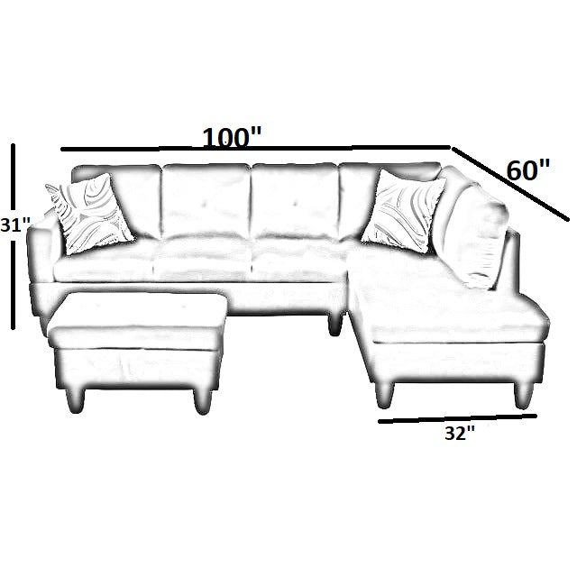 Christen 5 Seater L Shape Fabric Sofa Set with Storage Ottoman