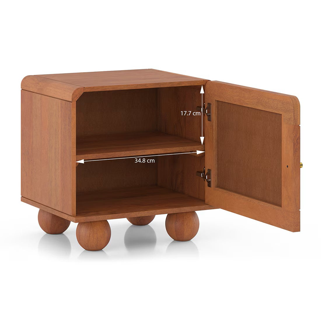 Japanese Solid Wood Rattan Bedside Table | Cane Nightstand with Storage