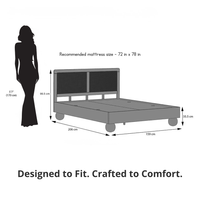 Japanese Style Queen Size Wooden Bed with Cane Backrest
