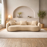 Luxury Curved Sofa 3 Seater – Modern Boucle Fabric Couch with Sculptural Design & Premium Finish