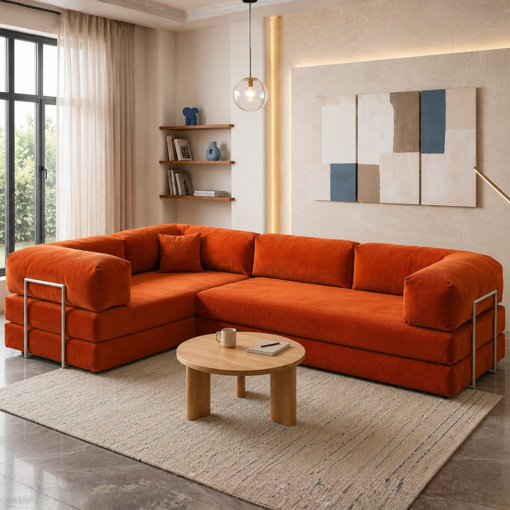 Vegas 5 Seater Sofa Cum Bed – Modern L Shape Convertible Lounge Sofa for Living Room