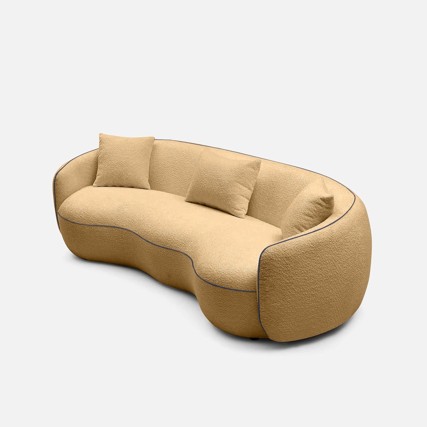 Luxury Curved Sofa 3 Seater – Modern Boucle Fabric Couch with Sculptural Design & Premium Finish
