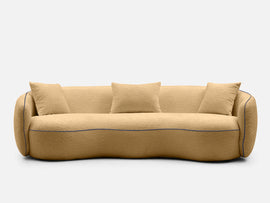 Luxury Curved Sofa 3 Seater – Modern Boucle Fabric Couch with Sculptural Design & Premium Finish