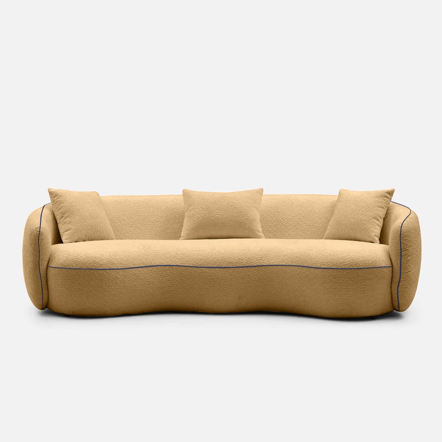 Luxury Curved Sofa 3 Seater – Modern Boucle Fabric Couch with Sculptural Design & Premium Finish