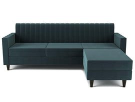 Sovana 4 Seater L-Shape Sofa with Ottoman – Modern Fabric Sectional for Living Room