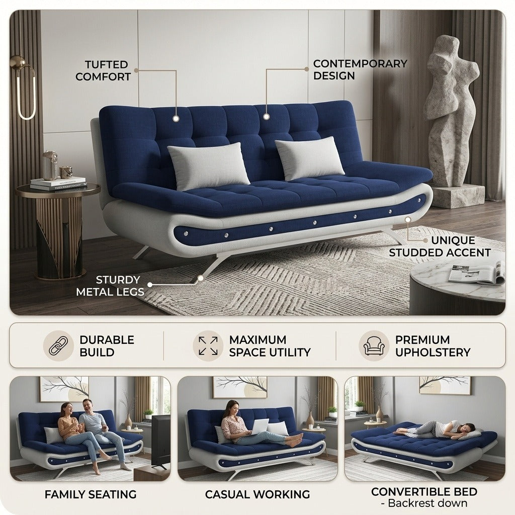 Sabrina 3 Seater Multipurpose Sofa Bed | Convertible Couch BedTorque India