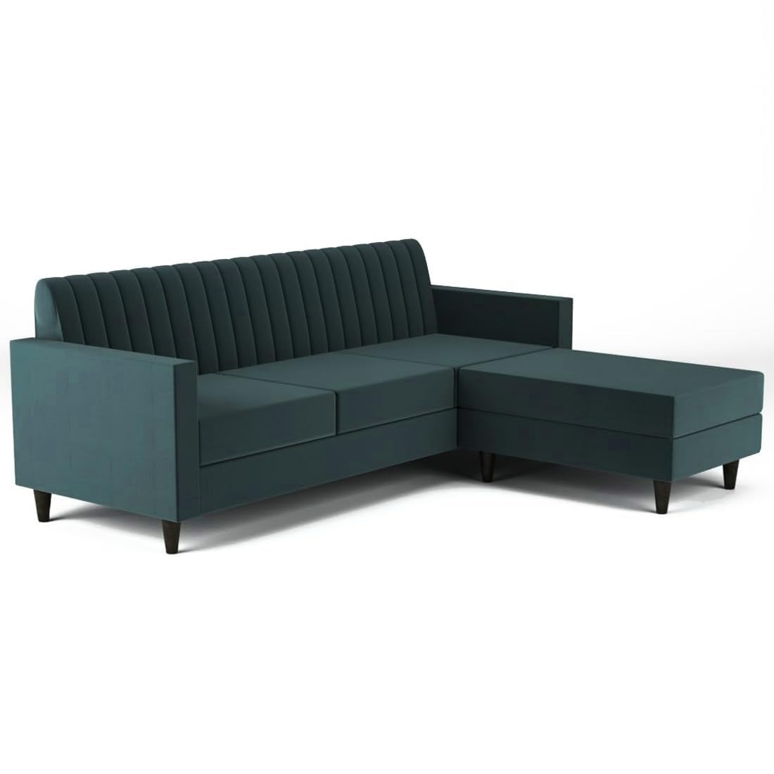 Sovana 4 Seater L-Shape Sofa with Ottoman – Modern Fabric Sectional for Living Room
