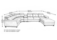 Arnold 8 Seater Sofa with Lounger and Cup Holder Beige | Corner Sofa Couch with Moveable Headrest | U Shape Sectional Sofa Set Living Room Office Home