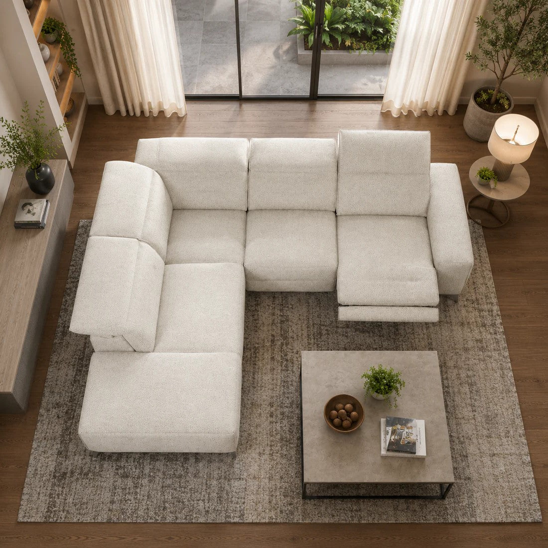 Carlos 5 Seater Manual Recliner L Shape Sofa for Living Room | Premium L shape Recliner Sofa Set