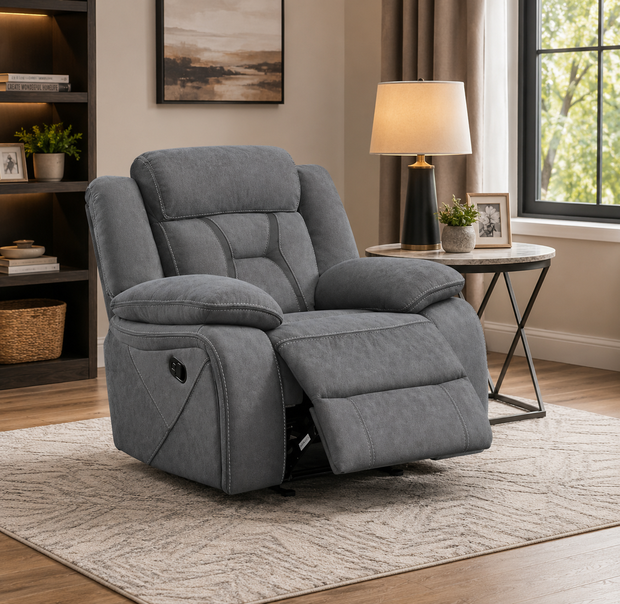 Pawel Manual Suede Leatherette Recliner