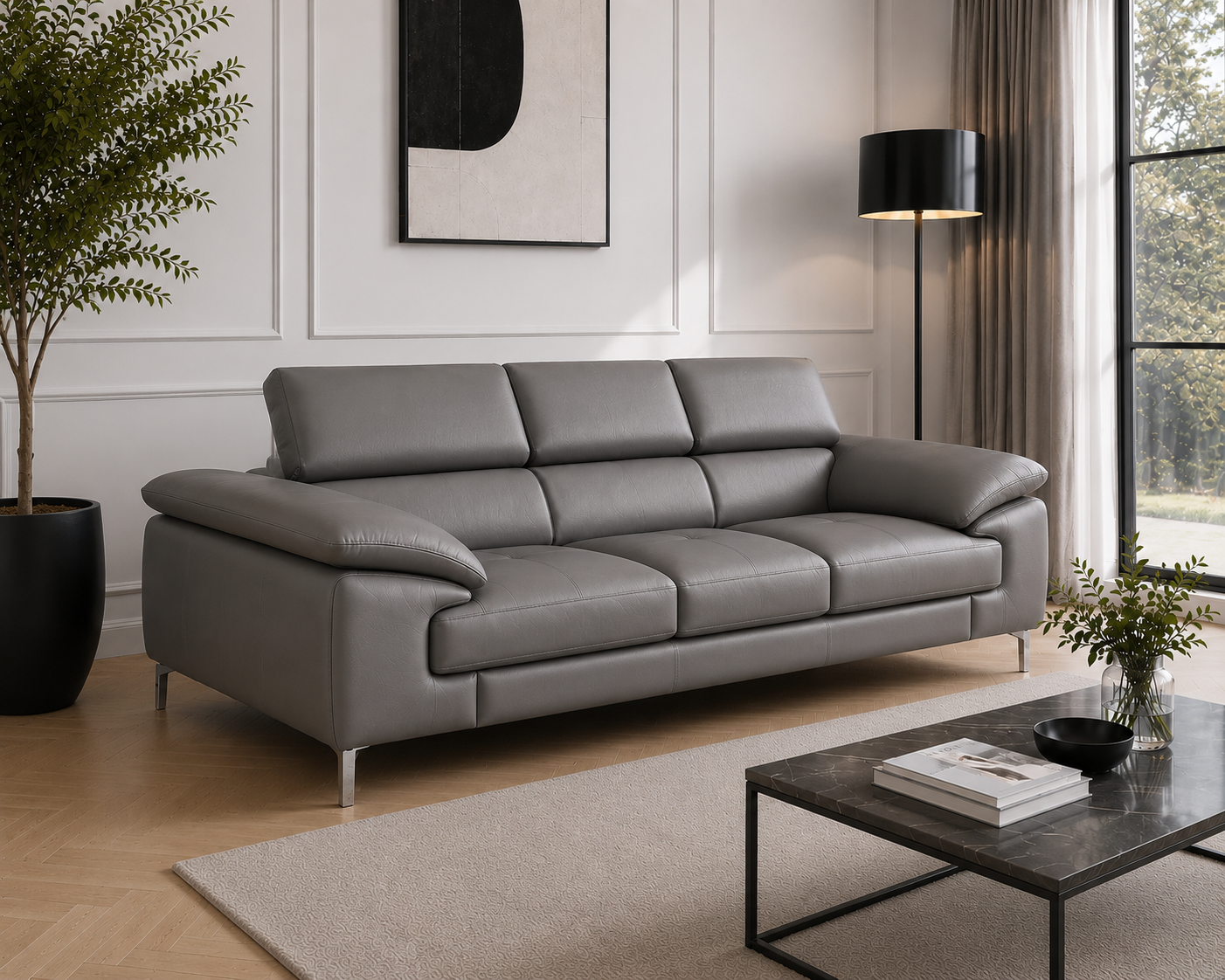 Renzo Leatherette Sofa For Living Room