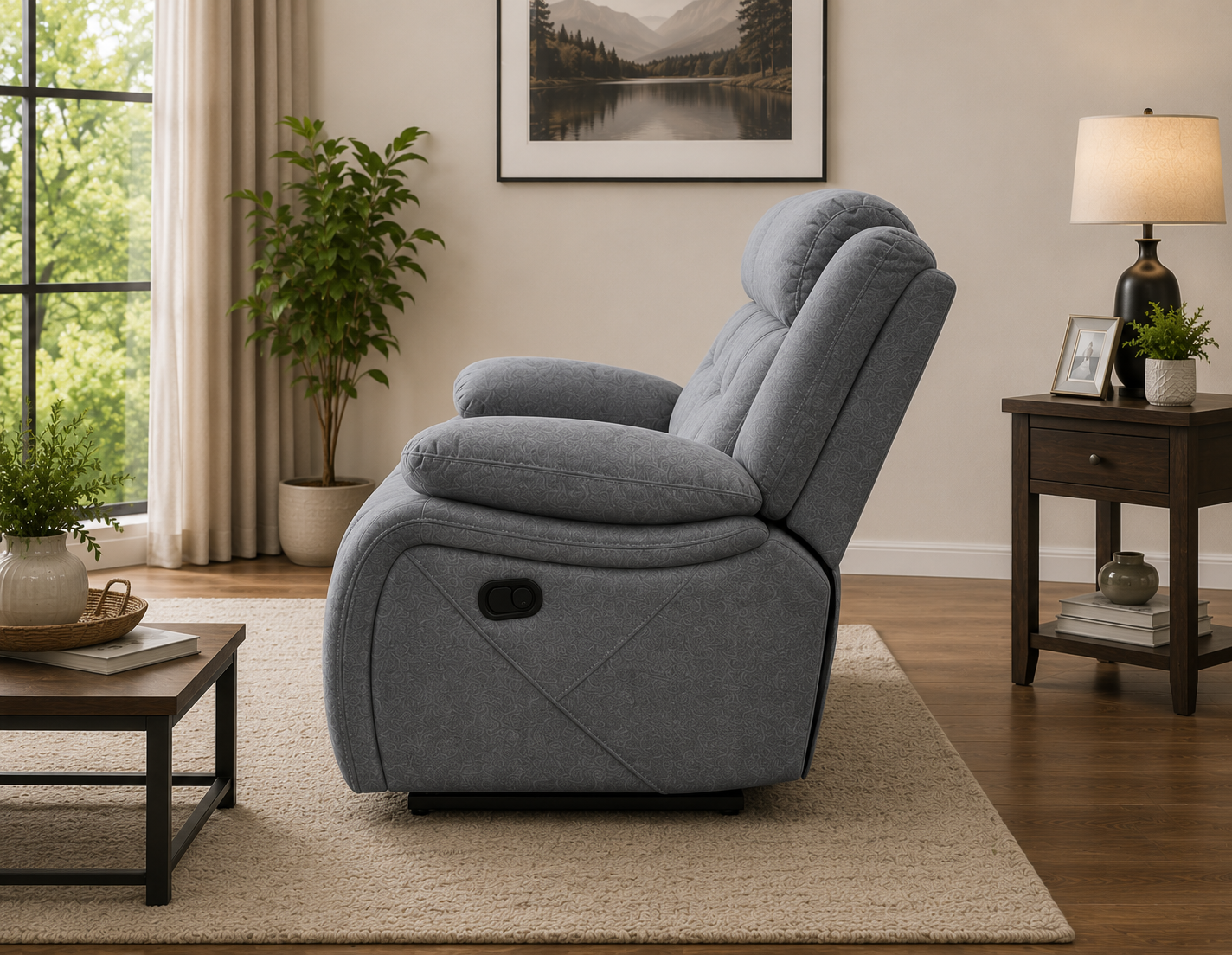 Pawel Manual Suede Leatherette Recliner