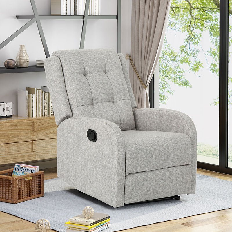 Adrano Upholstered Fabric Manual Recliner | One Seater Recliners (Flash Sale) - Torque India