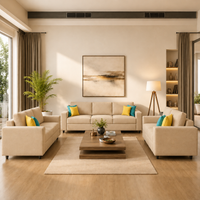 Carelino 3+2+1 Seater Fabric Sofa Set for Living Room | Modern Upholstered Sofa Set
