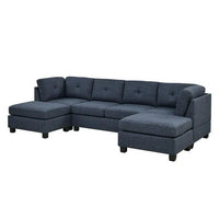 Ailey 6 Seater U Shape Interchangeable Fabric Sofa with 2 Ottoman - Torque India