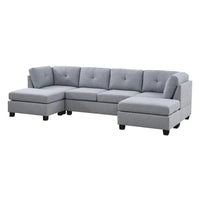 Ailey 6 Seater U Shape Interchangeable Fabric Sofa with 2 Ottoman - Torque India