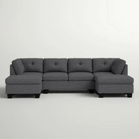 Ailey 6 Seater U Shape Interchangeable Fabric Sofa with 2 Ottoman - Torque India